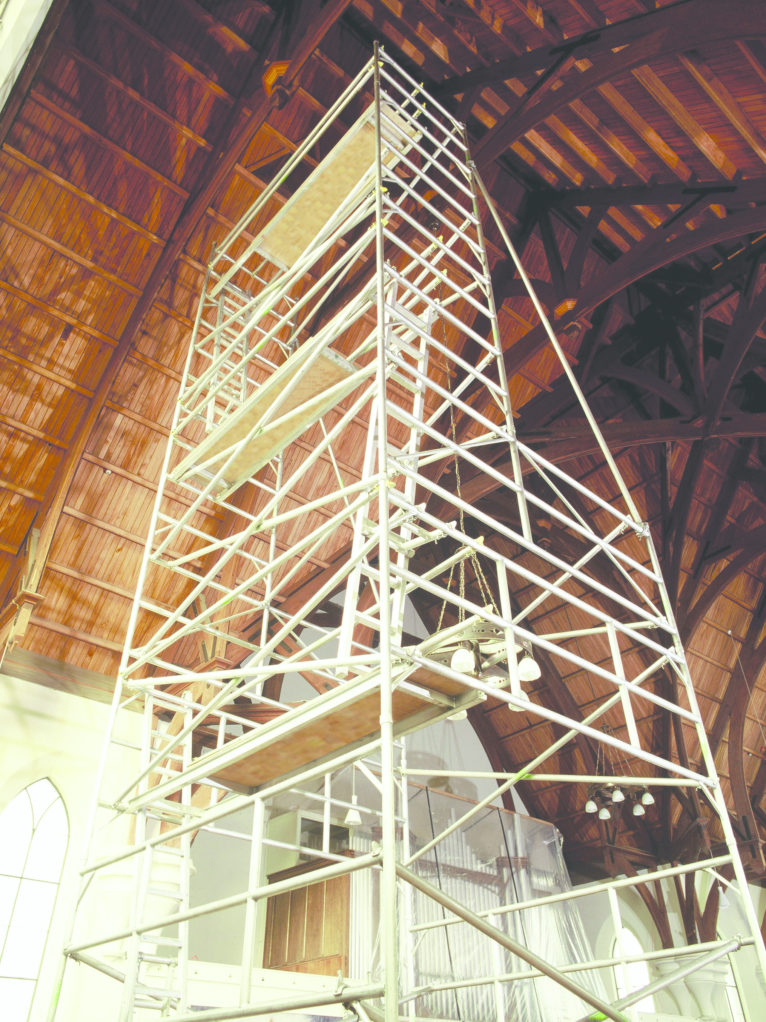 Extra wide base tower in a church